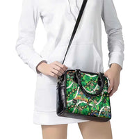 St Patrick's Day Palaka Hawaii Shoulder Handbag Kukui Nut Pikake Lei Shamrock Dabbing Leprechaun