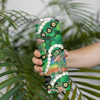 St Patrick's Day Palaka Hawaii Skinny Tumbler Kukui Nut Pikake Lei Shamrock Dabbing Leprechaun