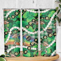 St Patrick's Day Palaka Hawaii Skinny Tumbler Kukui Nut Pikake Lei Shamrock Dabbing Leprechaun