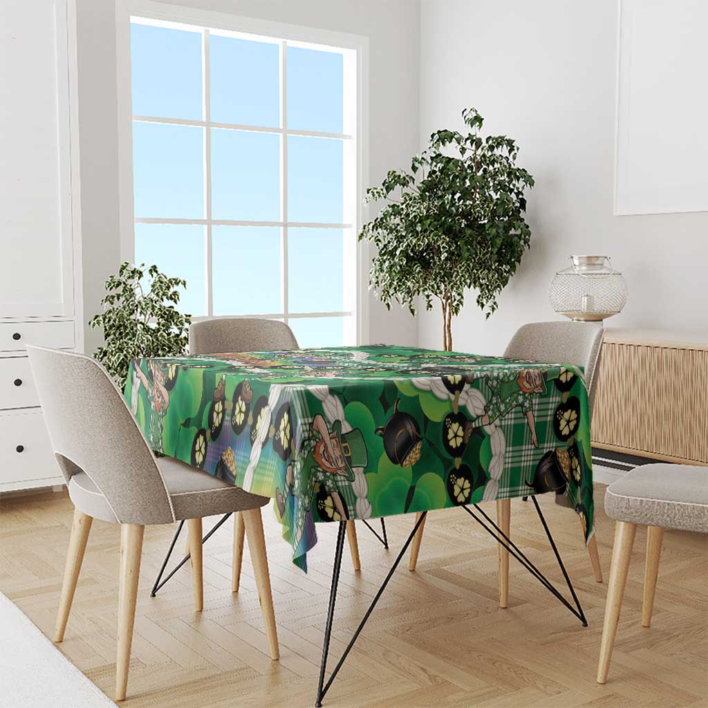 St Patrick's Day Palaka Hawaii Tablecloth Kukui Nut Pikake Lei Shamrock Dabbing Leprechaun
