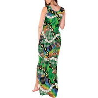 St Patrick's Day Palaka Hawaii Tank Maxi Dress Kukui Nut Pikake Lei Shamrock Dabbing Leprechaun