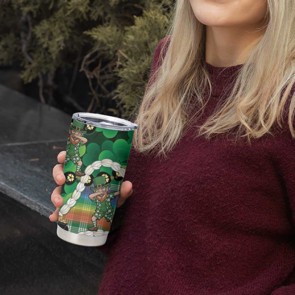 St Patrick's Day Palaka Hawaii Tumbler Cup Kukui Nut Pikake Lei Shamrock Dabbing Leprechaun