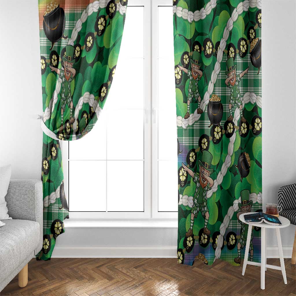 St Patrick's Day Palaka Hawaii Window Curtain Kukui Nut Pikake Lei Shamrock Dabbing Leprechaun
