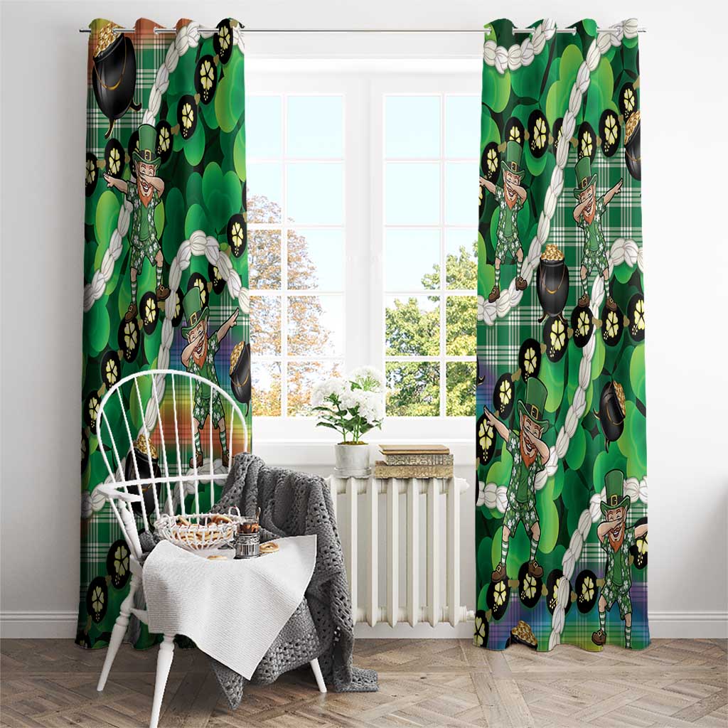St Patrick's Day Palaka Hawaii Window Curtain Kukui Nut Pikake Lei Shamrock Dabbing Leprechaun