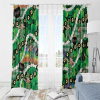 St Patrick's Day Palaka Hawaii Window Curtain Kukui Nut Pikake Lei Shamrock Dabbing Leprechaun