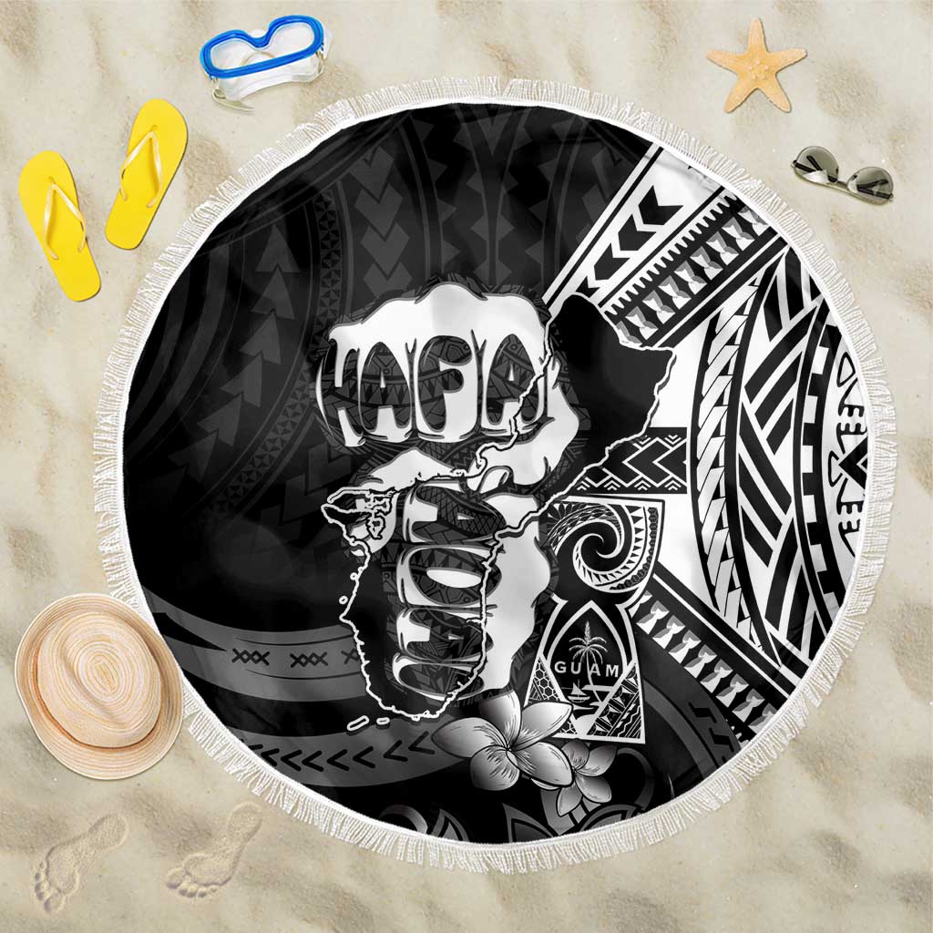 Hafa Adai Guam Discovery Day Beach Blanket Chamorro Latte Stone Hand Black Version