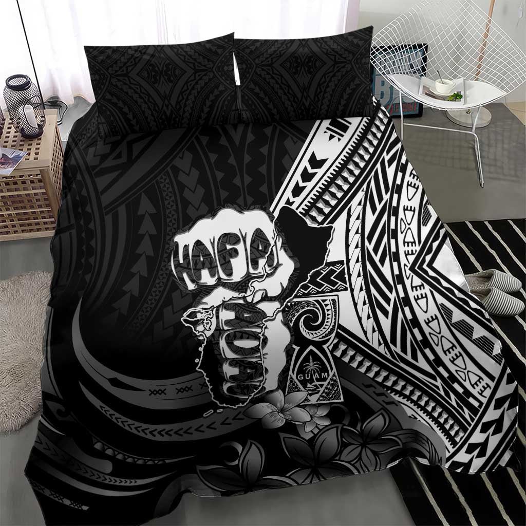 Hafa Adai Guam Discovery Day Bedding Set Chamorro Latte Stone Hand Black Version