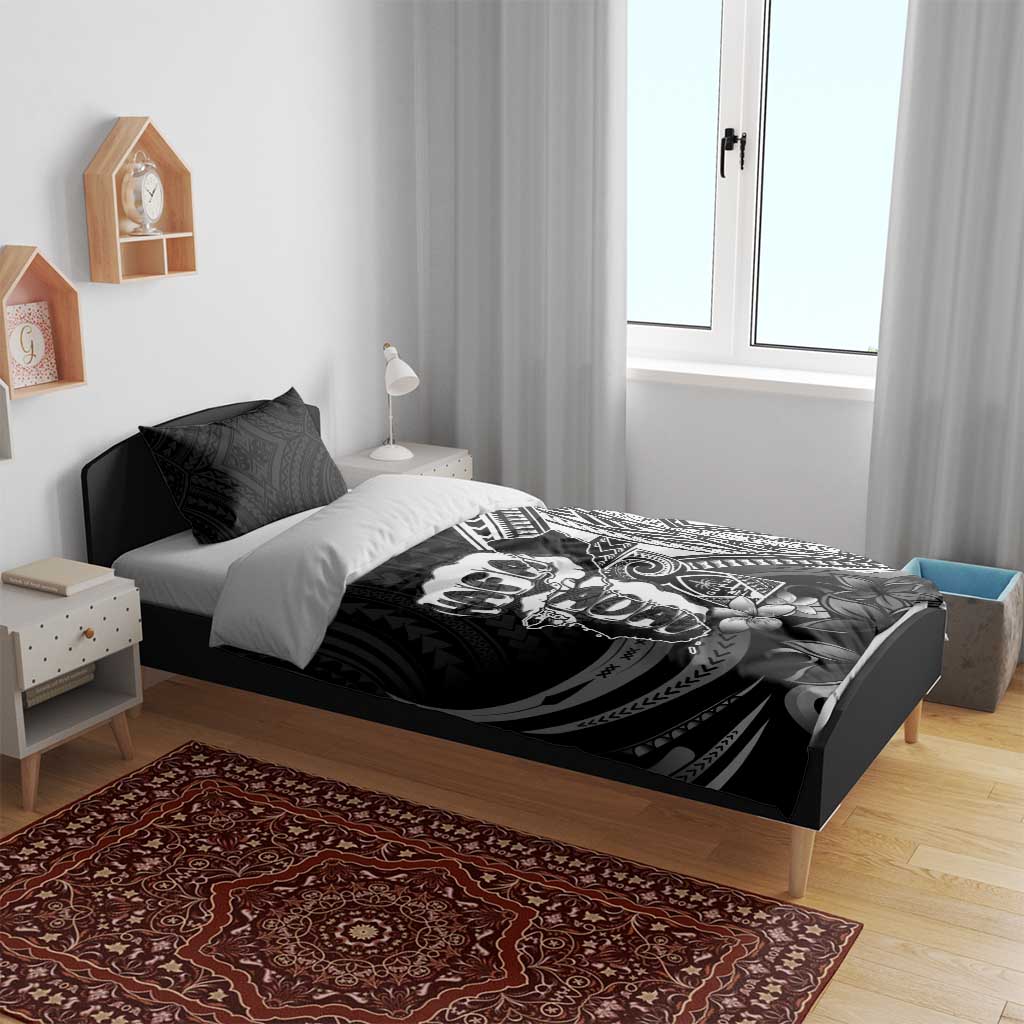 Hafa Adai Guam Discovery Day Bedding Set Chamorro Latte Stone Hand Black Version