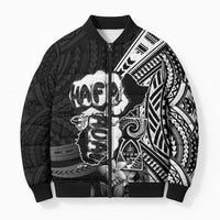 Hafa Adai Guam Discovery Day Bomber Puffer Jacket Chamorro Latte Stone Hand Black Version