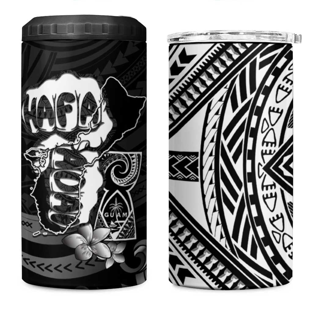 Hafa Adai Guam Discovery Day 4 in 1 Can Cooler Tumbler Chamorro Latte Stone Hand Black Version