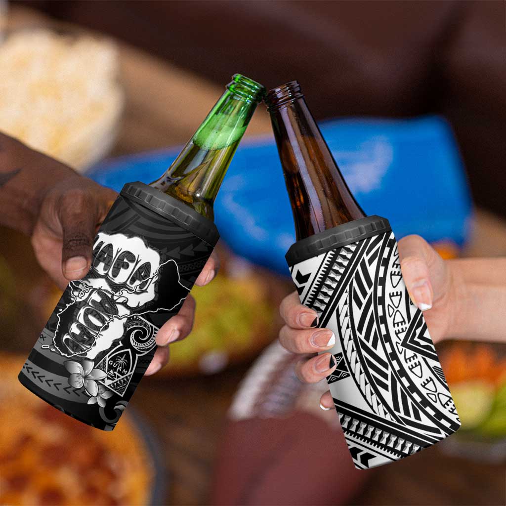 Hafa Adai Guam Discovery Day 4 in 1 Can Cooler Tumbler Chamorro Latte Stone Hand Black Version