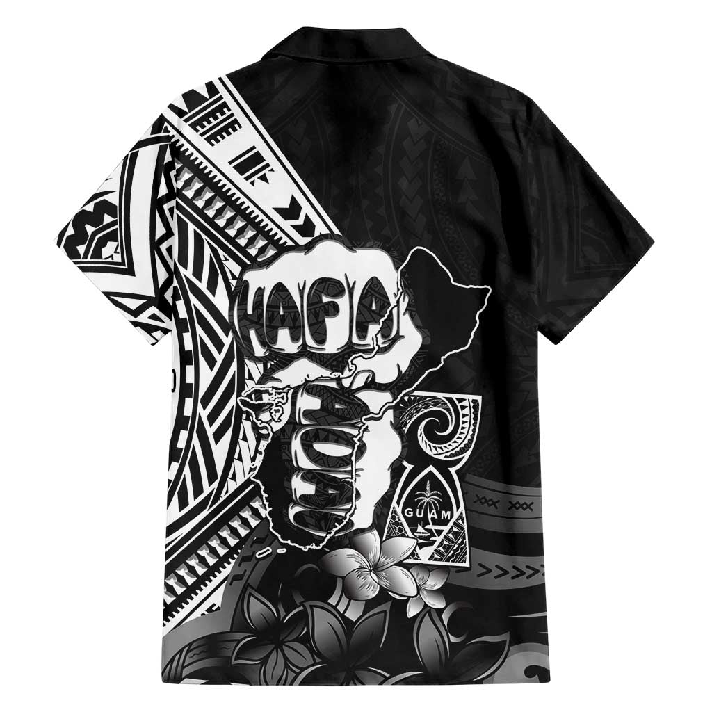 Hafa Adai Guam Discovery Day Family Matching Mermaid Dress and Hawaiian Shirt Chamorro Latte Stone Hand Black Version LT14 - Polynesian Pride