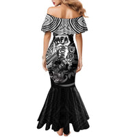Hafa Adai Guam Discovery Day Family Matching Mermaid Dress and Hawaiian Shirt Chamorro Latte Stone Hand Black Version LT14 - Polynesian Pride