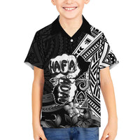 Hafa Adai Guam Discovery Day Family Matching Mermaid Dress and Hawaiian Shirt Chamorro Latte Stone Hand Black Version LT14 Son's Shirt Black - Polynesian Pride
