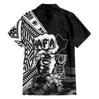 Hafa Adai Guam Discovery Day Family Matching Off The Shoulder Long Sleeve Dress and Hawaiian Shirt Chamorro Latte Stone Hand Black Version LT14 - Polynesian Pride