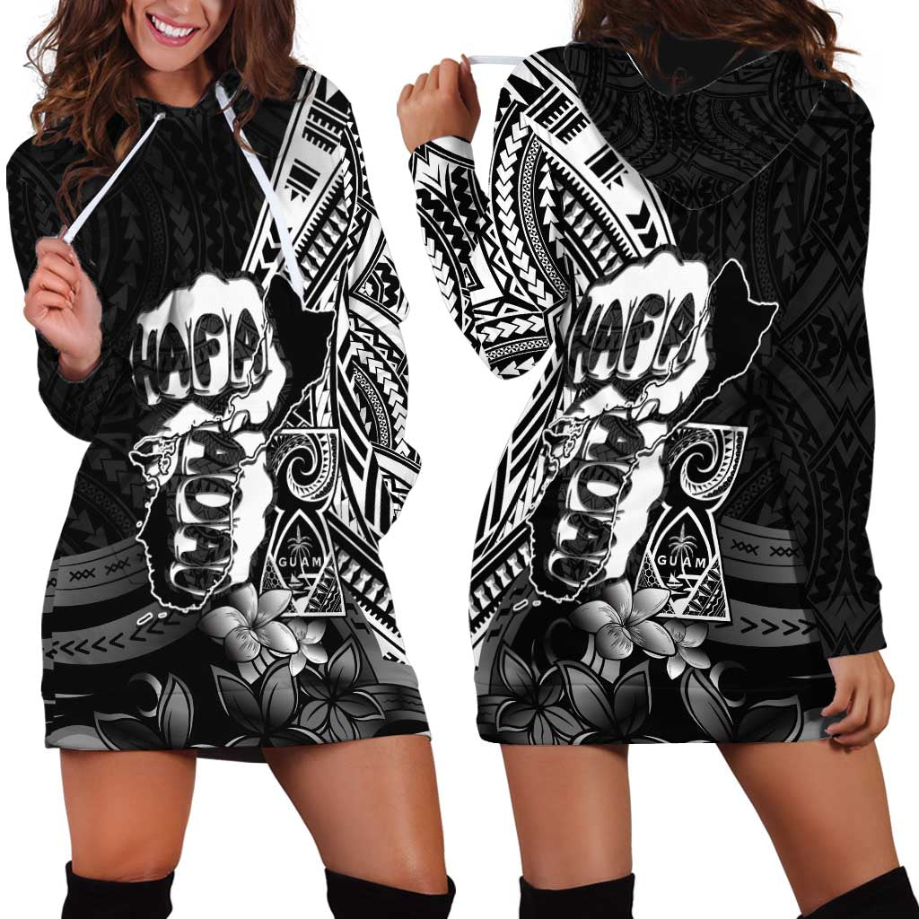 Hafa Adai Guam Discovery Day Hoodie Dress Chamorro Latte Stone Hand Black Version