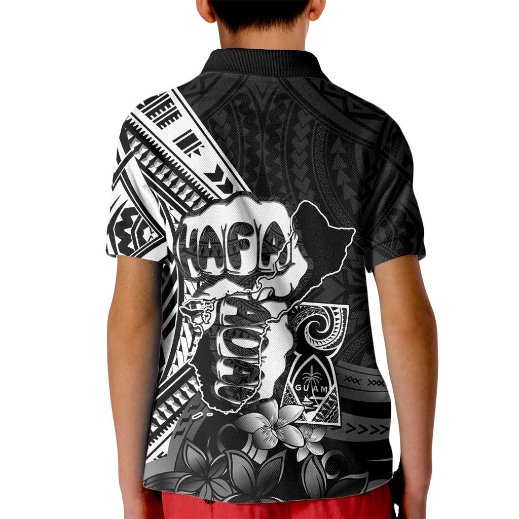 Hafa Adai Guam Discovery Day Kid Polo Shirt Chamorro Latte Stone Hand Black Version