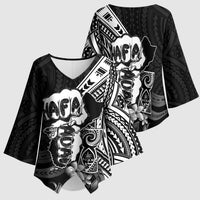 Hafa Adai Guam Discovery Day Kimono Sleeve Blouse Chamorro Latte Stone Hand Black Version