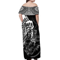 Hafa Adai Guam Discovery Day Off Shoulder Maxi Dress Chamorro Latte Stone Hand Black Version
