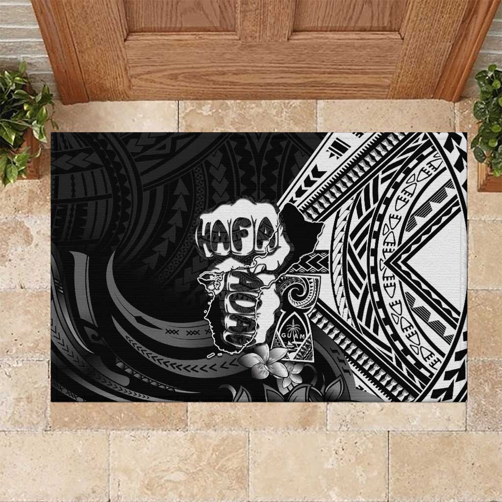 Hafa Adai Guam Discovery Day Rubber Doormat Chamorro Latte Stone Hand Black Version