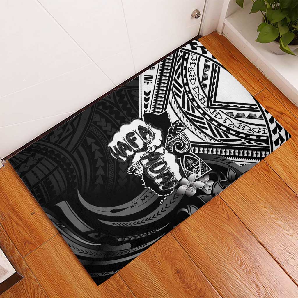 Hafa Adai Guam Discovery Day Rubber Doormat Chamorro Latte Stone Hand Black Version