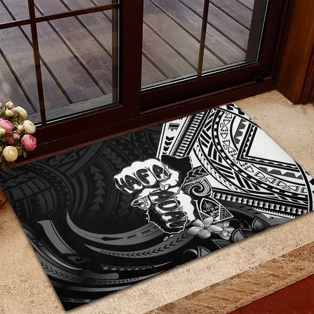 Hafa Adai Guam Discovery Day Rubber Doormat Chamorro Latte Stone Hand Black Version
