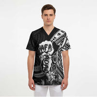 Hafa Adai Guam Discovery Day Scrub Top Chamorro Latte Stone Hand Black Version