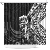 Hafa Adai Guam Discovery Day Shower Curtain Chamorro Latte Stone Hand Black Version