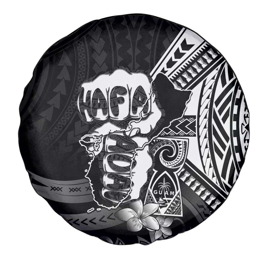 Hafa Adai Guam Discovery Day Spare Tire Cover Chamorro Latte Stone Hand Black Version