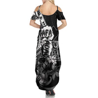 Hafa Adai Guam Discovery Day Summer Maxi Dress Chamorro Latte Stone Hand Black Version