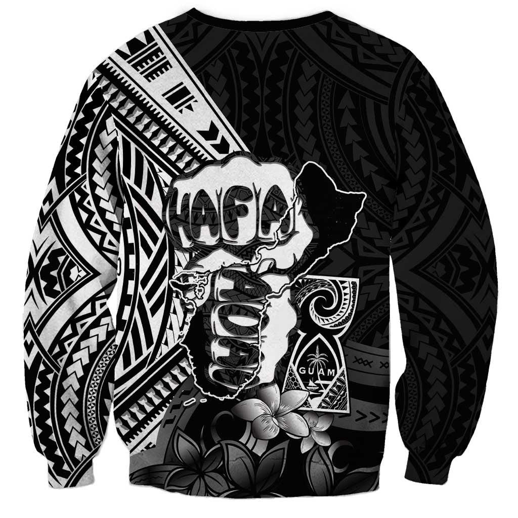 Hafa Adai Guam Discovery Day Sweatshirt Chamorro Latte Stone Hand Black Version
