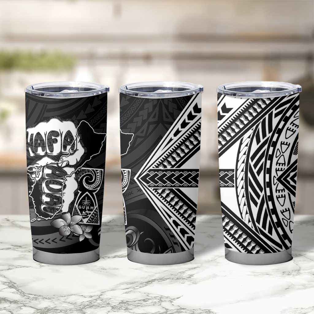 Hafa Adai Guam Discovery Day Tumbler Cup Chamorro Latte Stone Hand Black Version