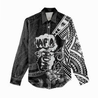 Hafa Adai Guam Discovery Day Women Casual Shirt Chamorro Latte Stone Hand Black Version
