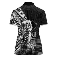 Hafa Adai Guam Discovery Day Women Polo Shirt Chamorro Latte Stone Hand Black Version