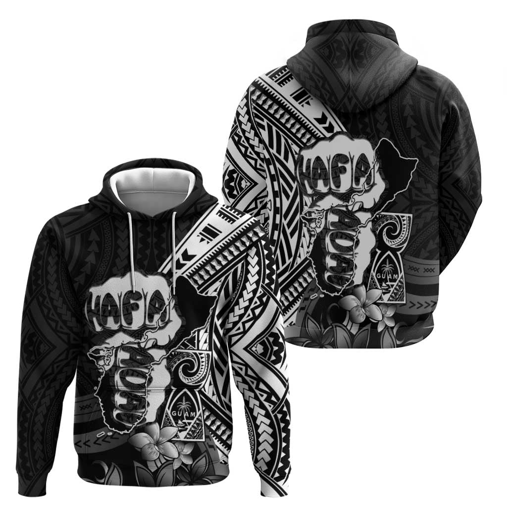 Hafa Adai Guam Discovery Day Zip Hoodie Chamorro Latte Stone Hand Black Version