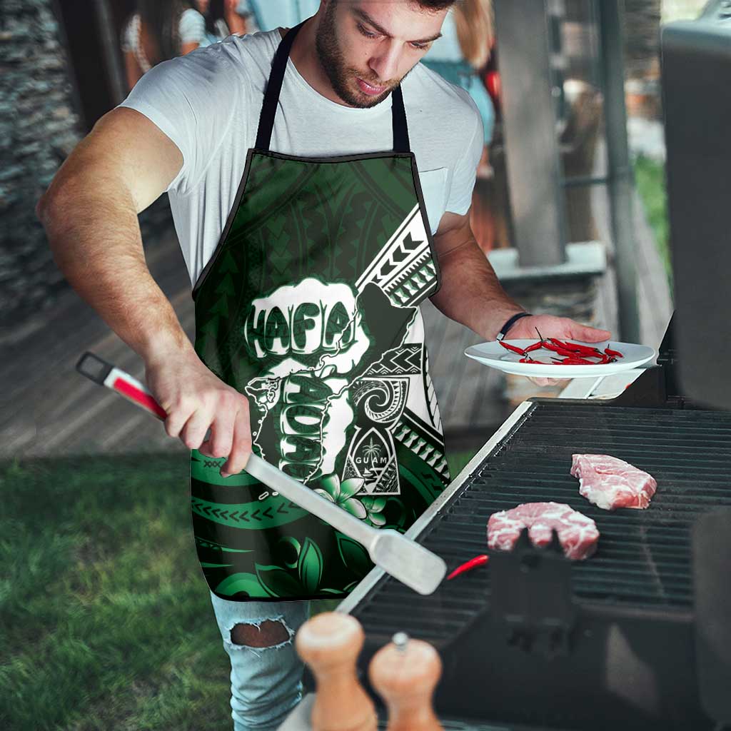 Hafa Adai Guam Discovery Day Apron Chamorro Latte Stone Hand Green Version