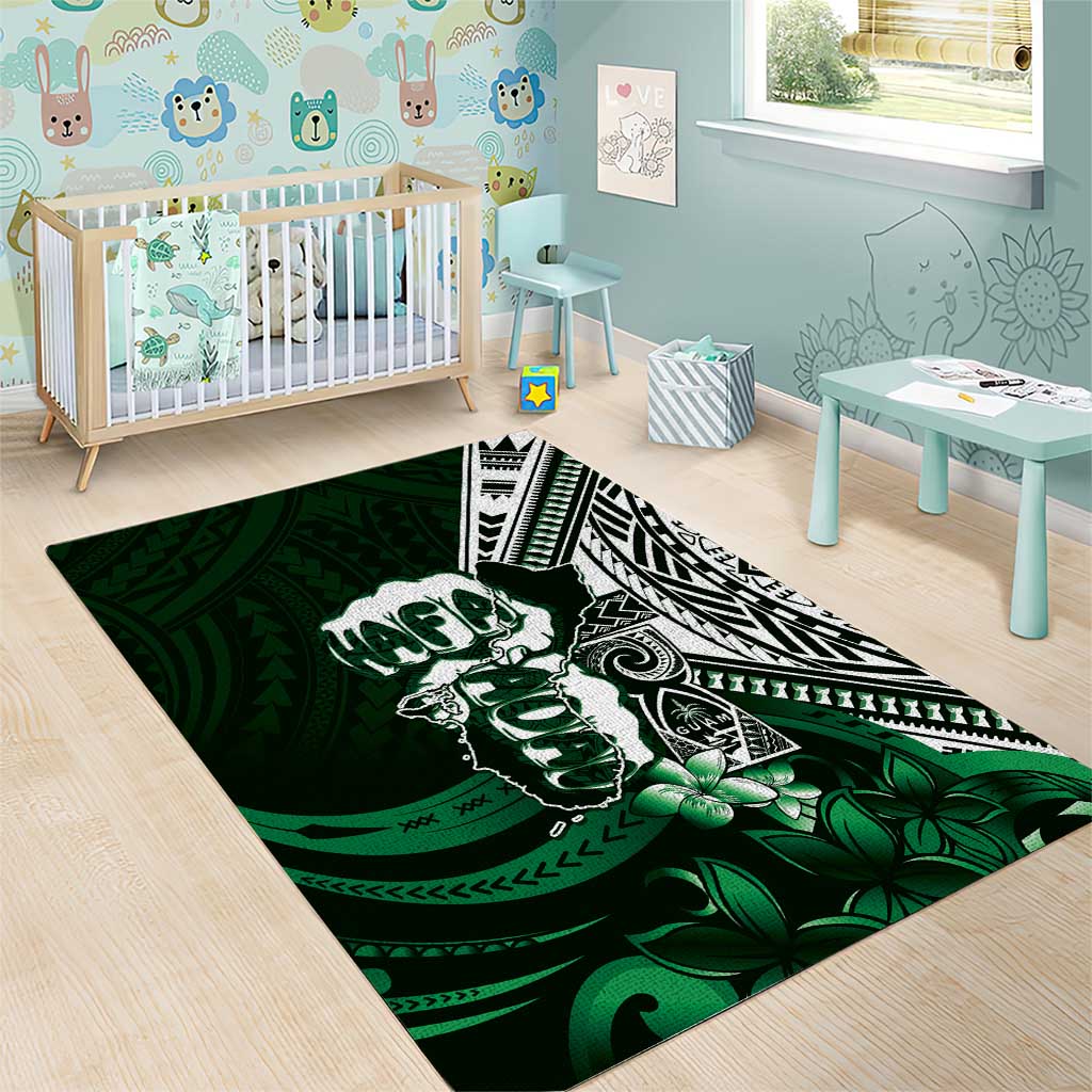 Hafa Adai Guam Discovery Day Area Rug Chamorro Latte Stone Hand Green Version