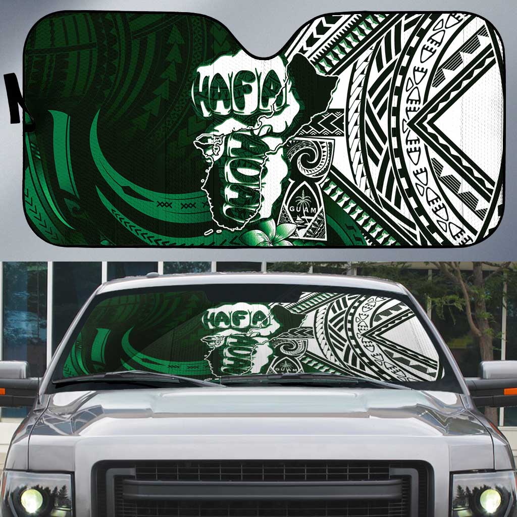 Hafa Adai Guam Discovery Day Auto Sun Shade Chamorro Latte Stone Hand Green Version