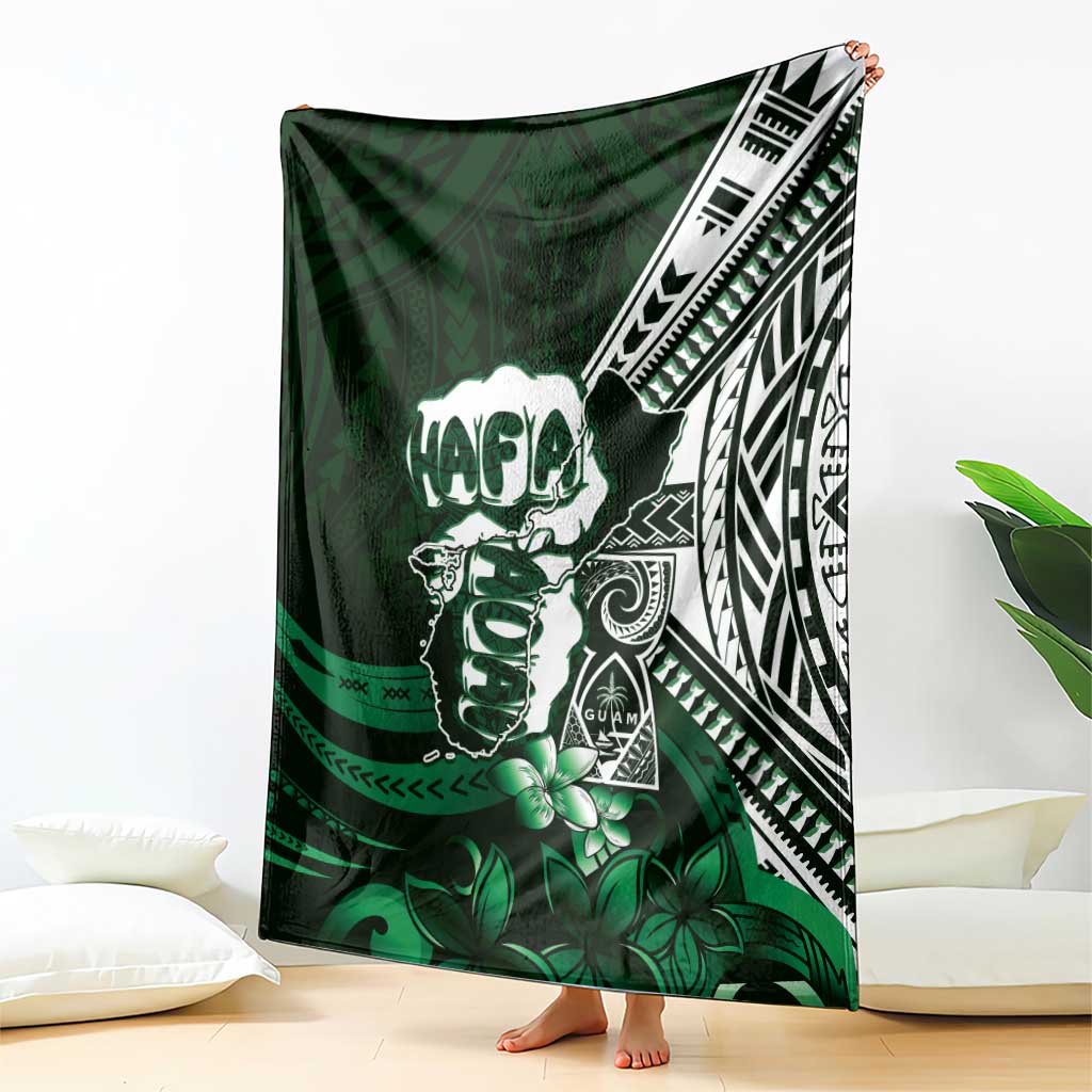 Hafa Adai Guam Discovery Day Blanket Chamorro Latte Stone Hand Green Version