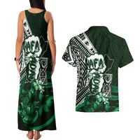 Hafa Adai Guam Discovery Day Couples Matching Tank Maxi Dress and Hawaiian Shirt Chamorro Latte Stone Hand Green Version LT14 - Polynesian Pride
