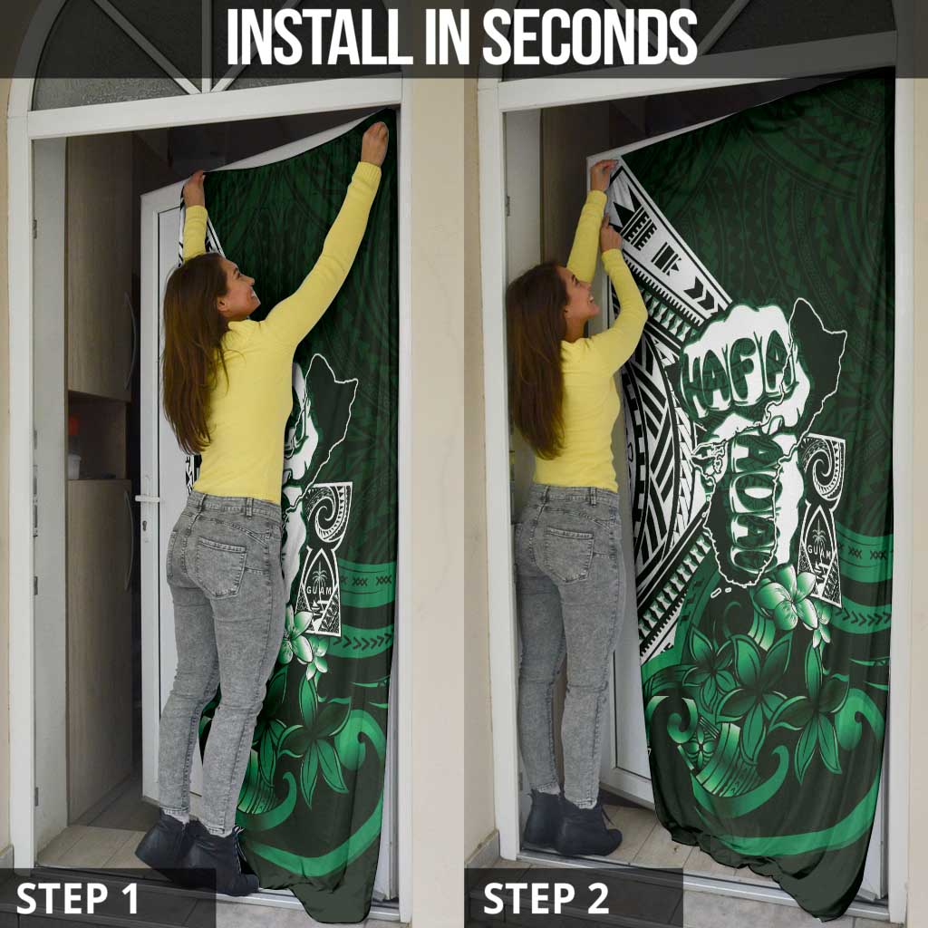 Hafa Adai Guam Discovery Day Door Cover Chamorro Latte Stone Hand Green Version