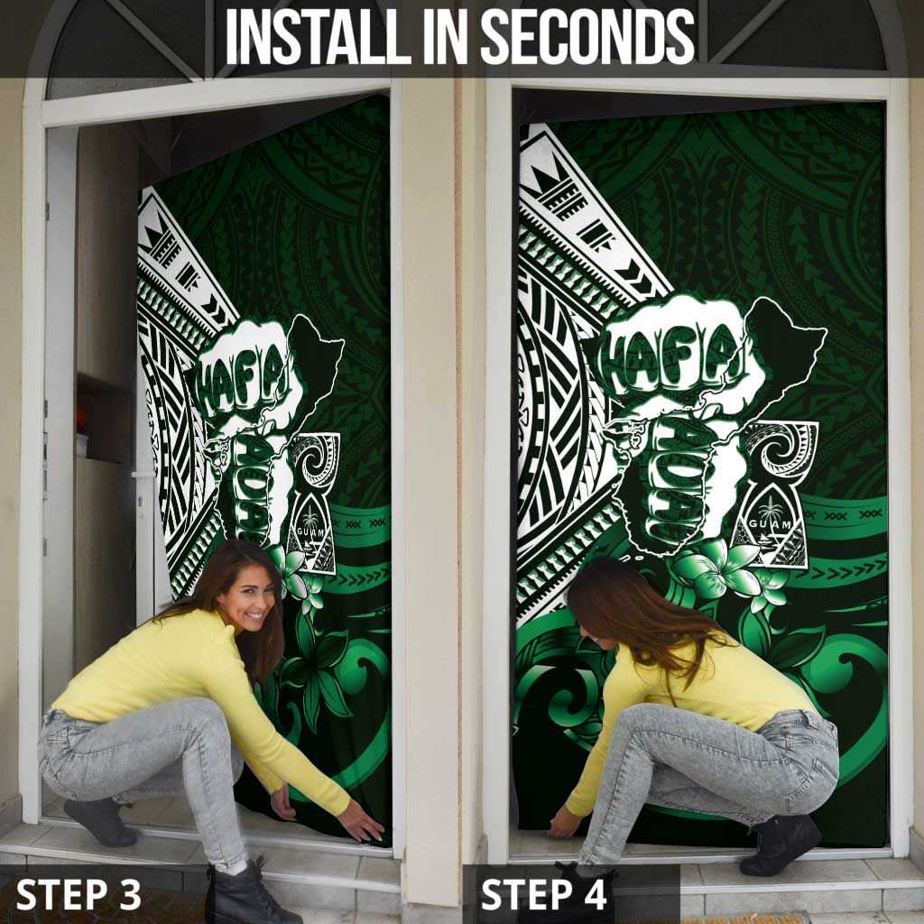 Hafa Adai Guam Discovery Day Door Cover Chamorro Latte Stone Hand Green Version