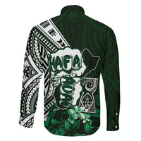Hafa Adai Guam Discovery Day Family Matching Off Shoulder Maxi Dress and Hawaiian Shirt Chamorro Latte Stone Hand Green Version LT14 - Polynesian Pride