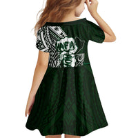 Hafa Adai Guam Discovery Day Family Matching Off Shoulder Short Dress and Hawaiian Shirt Chamorro Latte Stone Hand Green Version LT14 - Polynesian Pride