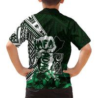 Hafa Adai Guam Discovery Day Family Matching Short Sleeve Bodycon Dress and Hawaiian Shirt Chamorro Latte Stone Hand Green Version LT14 - Polynesian Pride