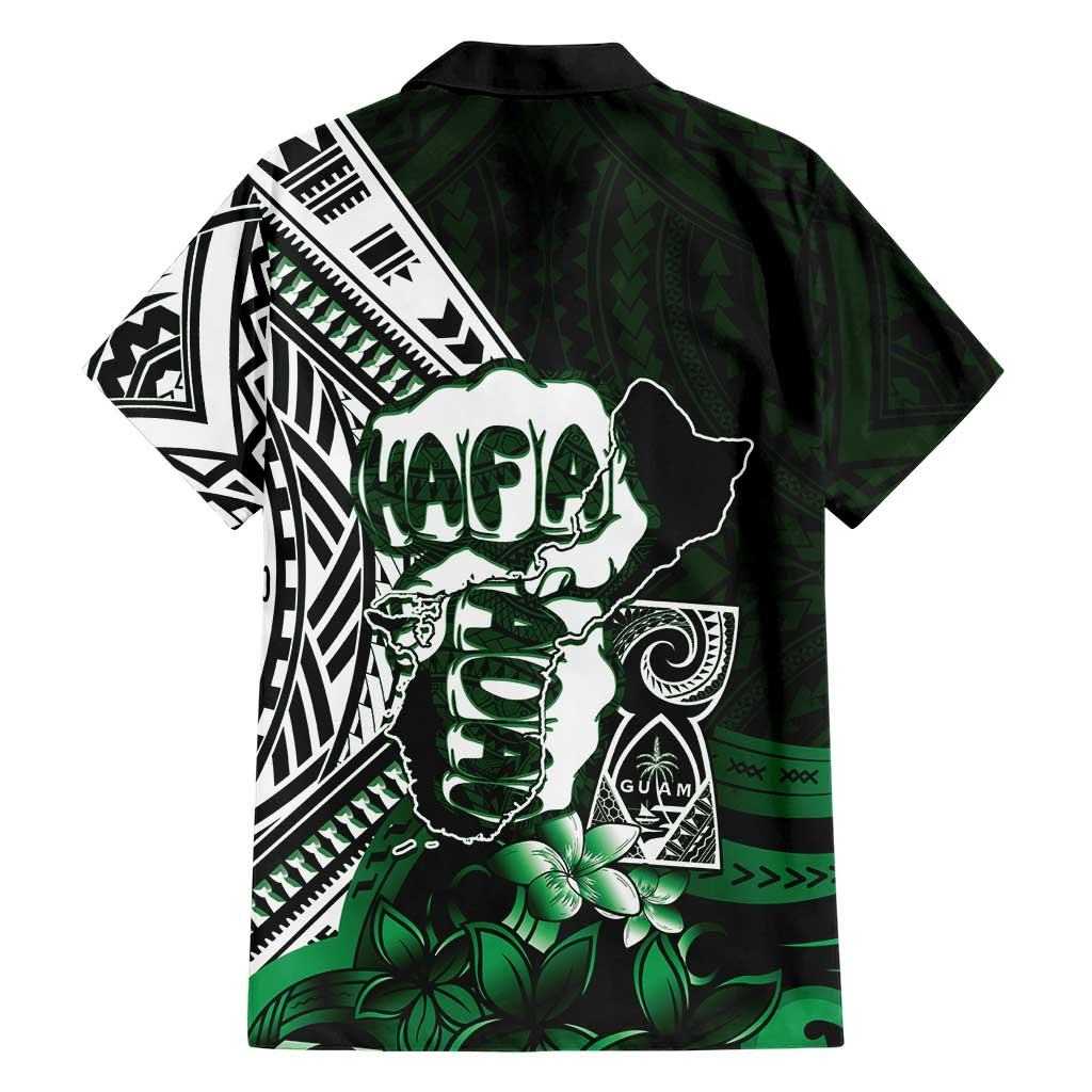 Hafa Adai Guam Discovery Day Family Matching Summer Maxi Dress and Hawaiian Shirt Chamorro Latte Stone Hand Green Version