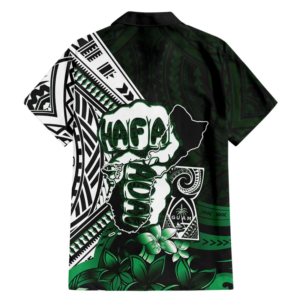 Hafa Adai Guam Discovery Day Hawaiian Shirt Chamorro Latte Stone Hand Green Version