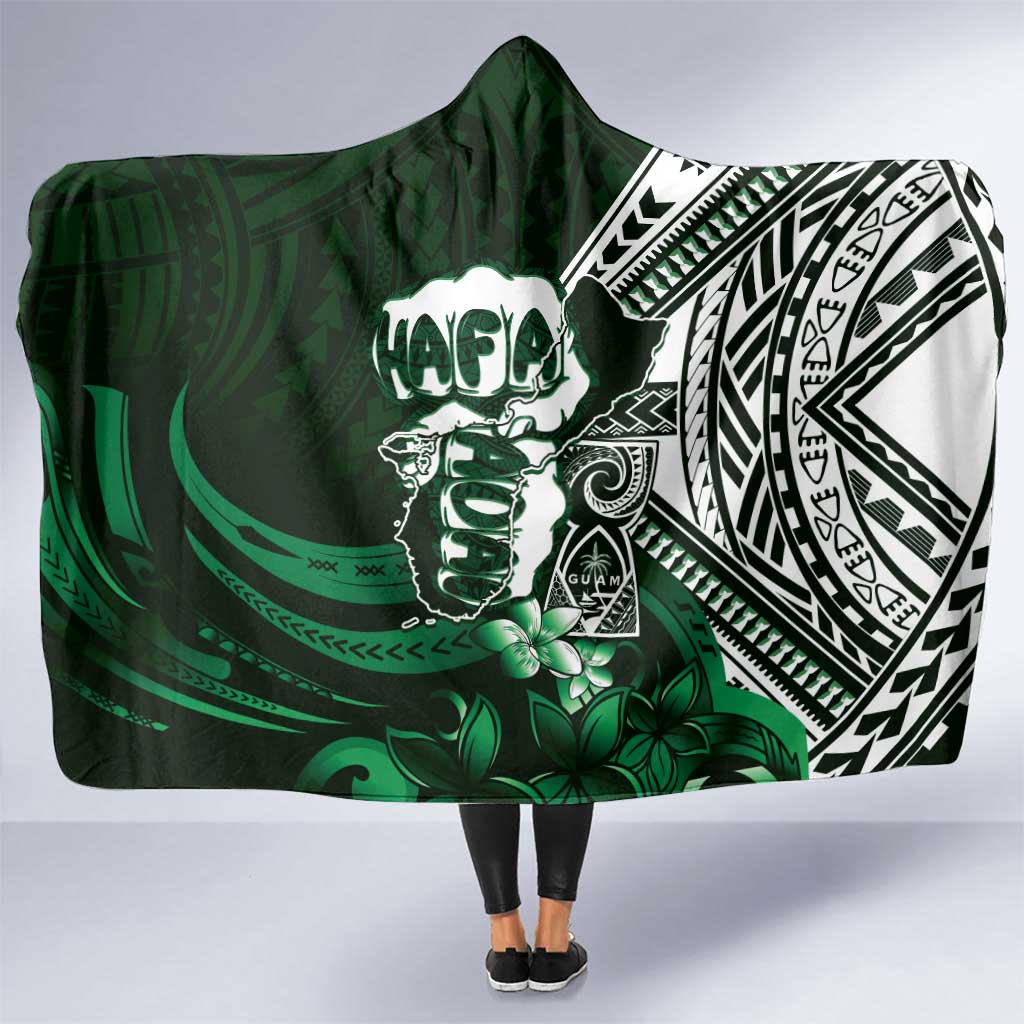 Hafa Adai Guam Discovery Day Hooded Blanket Chamorro Latte Stone Hand Green Version