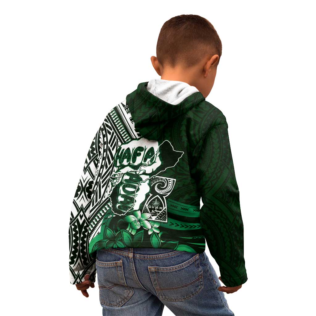 Hafa Adai Guam Discovery Day Kid Hoodie Chamorro Latte Stone Hand Green Version