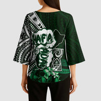 Hafa Adai Guam Discovery Day Kimono Sleeve Blouse Chamorro Latte Stone Hand Green Version